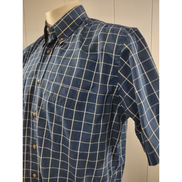 Natural Issue Button Down Shirt Mens M Blue Check Wrinkle Free Short Sleeve Grid - Picture 6 of 9